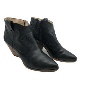 Frye Womens Pointed Toe Beige Leather Ankle Boots